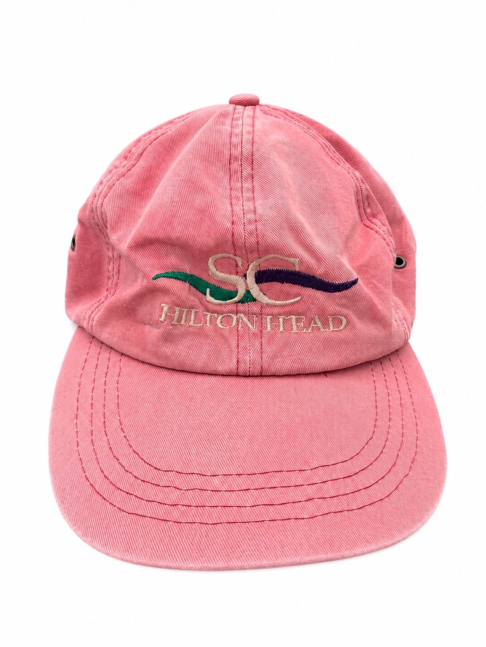 Vintage Hilton Head Pink Embroidered Adjustable Baseball Cap